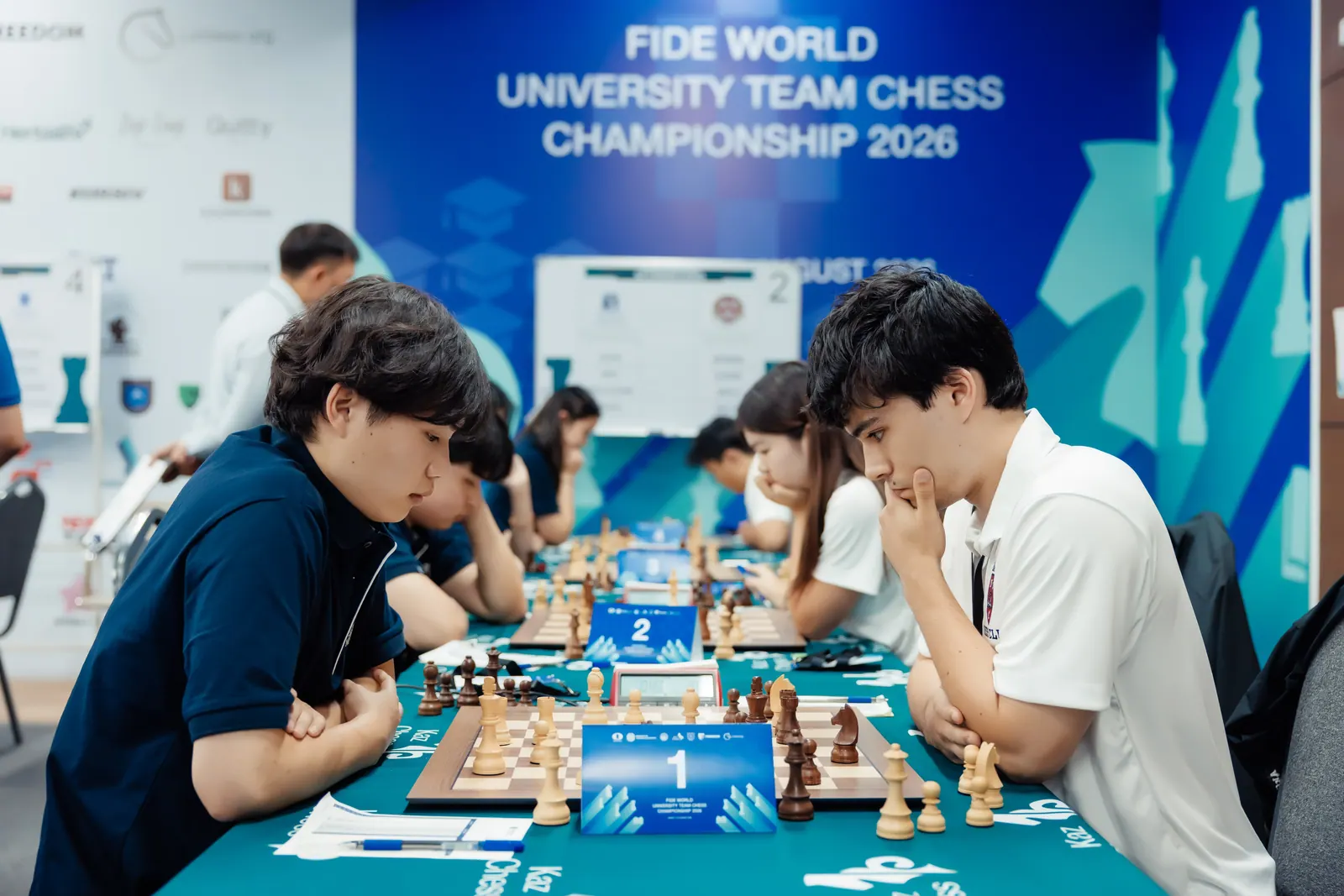 FM Luis Chan playing on board 1 at the FIDE World University Team Chess Championship 2026